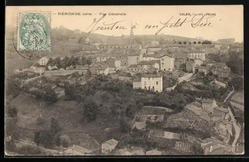 AK Néronde /Loire, Vue générale du village et des collines environnantes