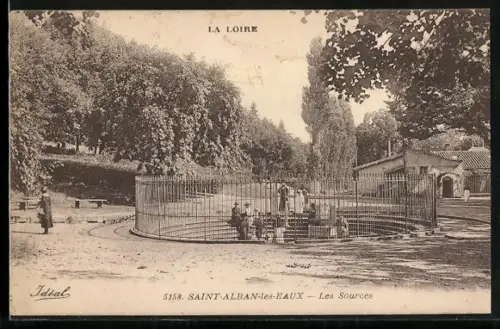 AK Saint-Alban-les-Eaux, Les Sources et parc environnant
