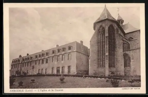 AK Ambierle /Loire, L`Église et le Couvent