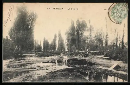 AK Andrézieux, Le Bonson et les arbres bordant la rivière