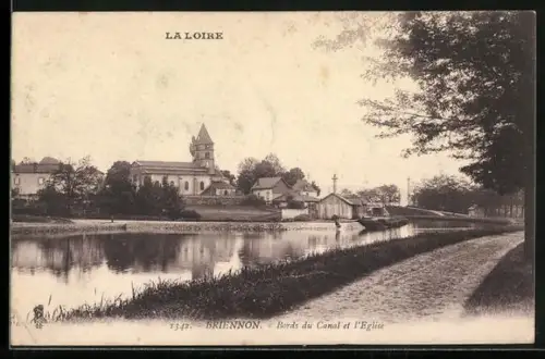 AK Briennon /Loire, Bords du Canal et l`Église