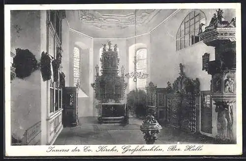 AK Grosskmehlen, Inneres der Ev. Kirche