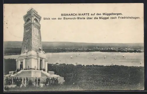 AK Köpenick, Bismarck-Warte, Müggelberge, Blick über die Müggel nach Friedrichshagen