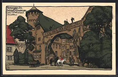 Steindruck-AK Fürstenau bei Michelstadt, Torbogen im Schloss Fürstenau