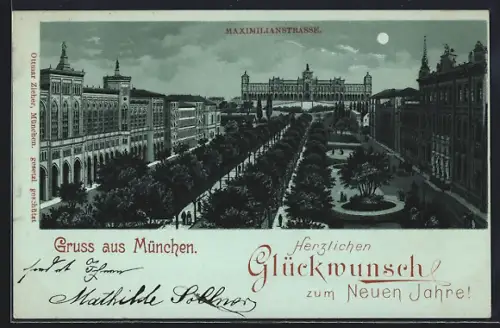 Mondschein-Lithographie München, Maximilianstrasse