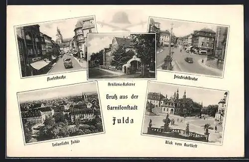 AK Fulda, Marktstrasse, Friedrichstrasse, Teilansicht, Blick vom Kurfürst