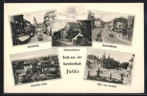 AK Fulda, Marktstrasse, Friedrichstrasse, Teilansicht, Blick vom Kurfürst