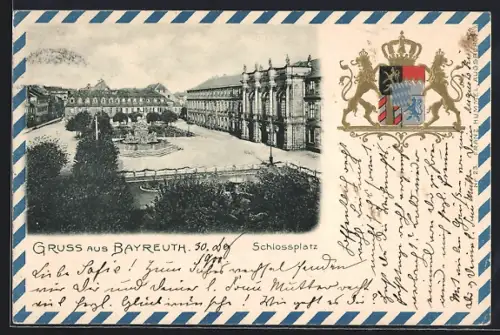 AK Bayreuth, Schlossplatz, Wappen