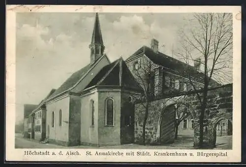 AK Höchstadt a. d. Aisch, St. Annakirche, Städt. Krankenhaus, Bürgerspital