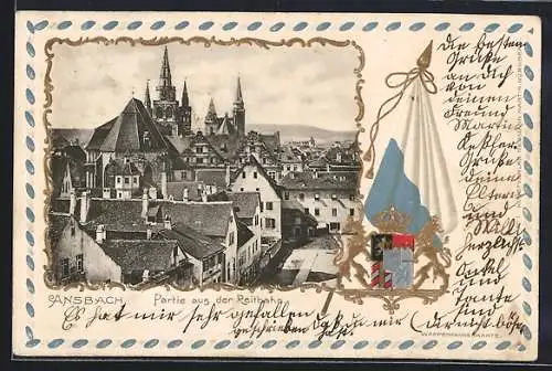 Präge-AK Ansbach, Partie aus der Reitbahn, Wappen
