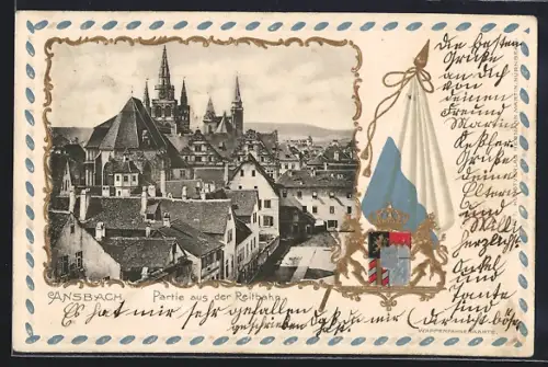 Präge-AK Ansbach, Partie aus der Reitbahn, Wappen