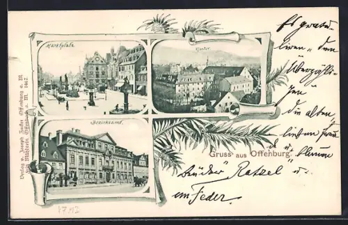 AK Offenburg, Marktplatz, Kloster, Bezirksamt