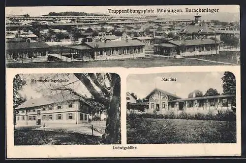 AK Münsingen, Truppenübungsplatz, Barackenlager, Mannschaftsgebäude, Kantine