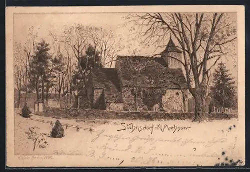 Künstler-AK Stahnsdorf /Kl. Machnow, Kirche