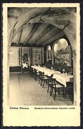 AK Berlin-Charlottenburg, Deutsch-italienisches Künstler-Lokal Cantina Romana, Innenansicht, Rankestrasse 20