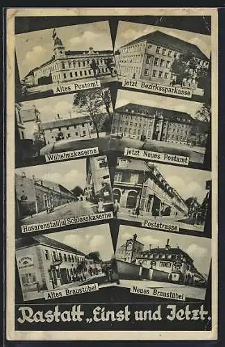 AK Rastatt, Gasthaus altes Braustübel, Gasthaus neues Braustübel, Wilhelmskaserne