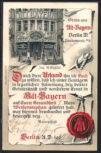 AK Berlin-Tiergarten, Gasthaus Alt-Bayern, Potsdamerstrasse 10-11