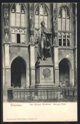 AK Dresden, Körner-Denkmal am Georgs-Platz