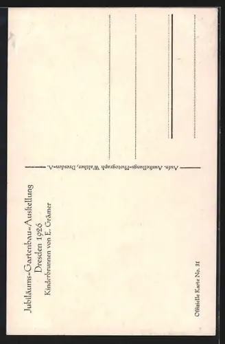 AK Dresden, Gartenbau-Ausstellung 1926 - Kinderbrunnen von E. Grämer