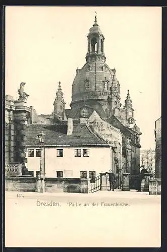 AK Dresden, Strassenpartie an der Frauenkirche