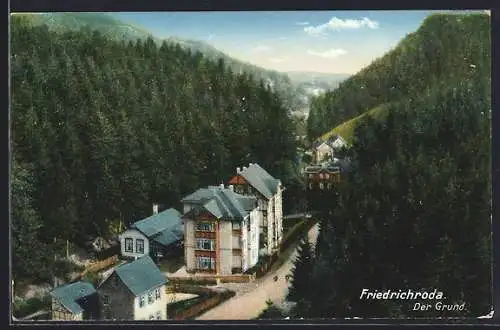 AK Friedrichroda, Blick in den Ort