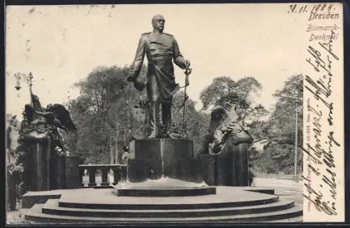 AK Dresden, Partie am Bismarck-Denkmal