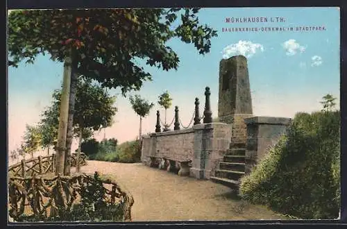 AK Mühlhausen i. Th., Bauernkrieg-Denkmal im Stadtpark