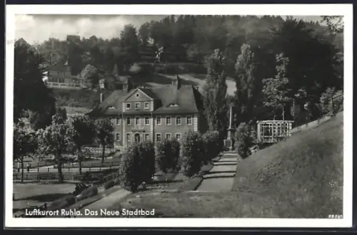 AK Ruhla, Blick auf das Neue Stadtbad