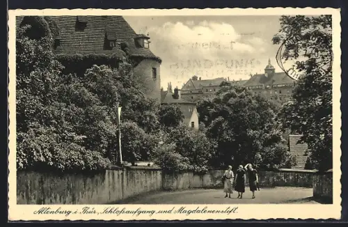 AK Altenburg i. Thür., Schlossaufgang und Magdalenenstift