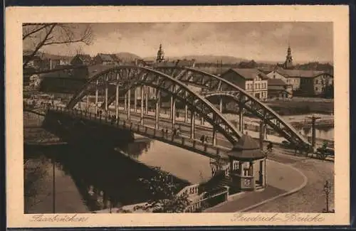 AK Saarbrücken, Blick auf die Friedrichbrücke