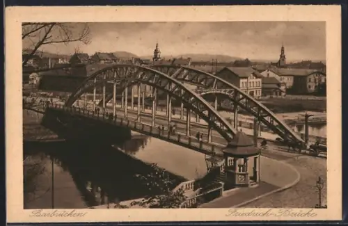 AK Saarbrücken, Blick auf die Friedrichbrücke