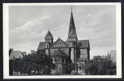 AK Merzig, Blick auf die Kath. Pfarrkirche