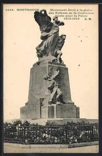 AK Montrouge, Monument élevé à la gloire des Enfants de la Commune morts pour la Patrie 1914-1918