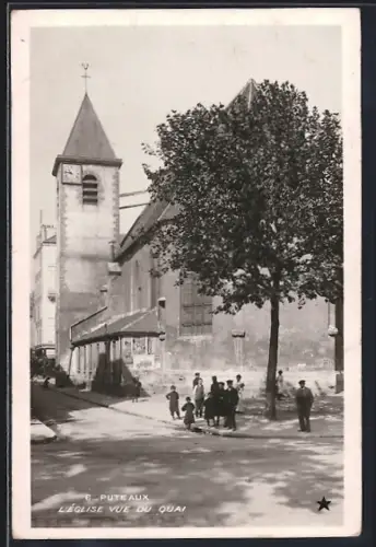 AK Puteaux, L`Église vue du Quai