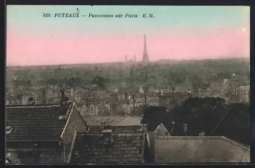 AK Puteaux, Panorama sur Paris