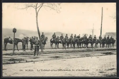 AK Rueil, Le Colonel et les Officiers du 16e d`Artillerie