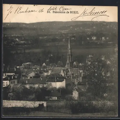 AK Rueil, Panorama de Rueil avec église et paysage environnant