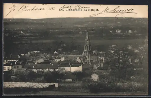 AK Rueil, Panorama de Rueil avec église et paysage environnant