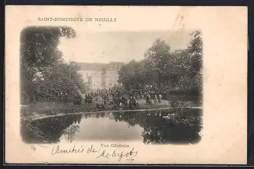 AK Neuilly-sur-Seine, Vue générale de Saint-Dominique avec étang et foule réunie dans le parc