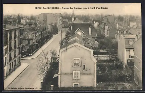 AK Bécon-les-Bruyères, Avenue des Bruyères prise à bord d`un Blériot