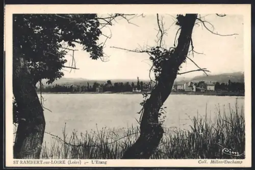 AK St Rambert-sur-Loire, L`Étang et vue sur le village à travers les arbres