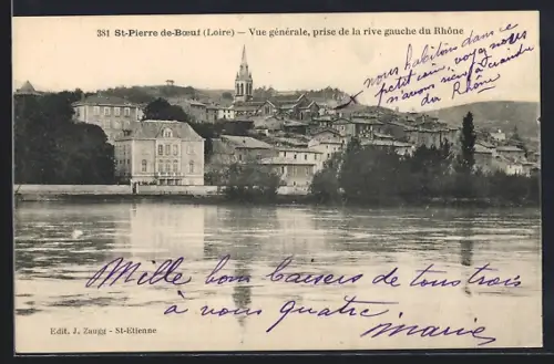 AK St-Pierre-de-Boeuf /Loire, Vue générale prise de la rive gauche du Rhône