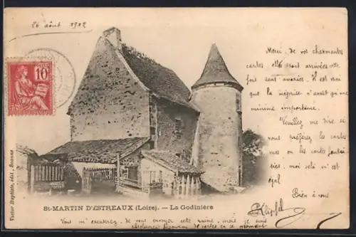 AK St-Martin-d`Estreaux /Loire, La Godinière avec son architecture pittoresque