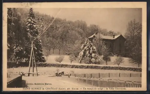 AK Saint-Bonnet-le-Château /Loire, En temps de neige, la Villa Charreton