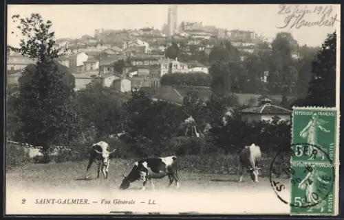 AK Saint-Galmier, Vue Générale avec pâturage et vaches au premier plan