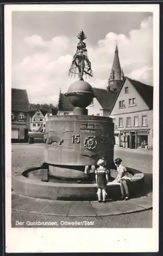 AK Ottweiler /Saar, Kinder am Quakbrunnen