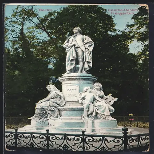AK Berlin, Goethe-Denkmal im Tiergarten