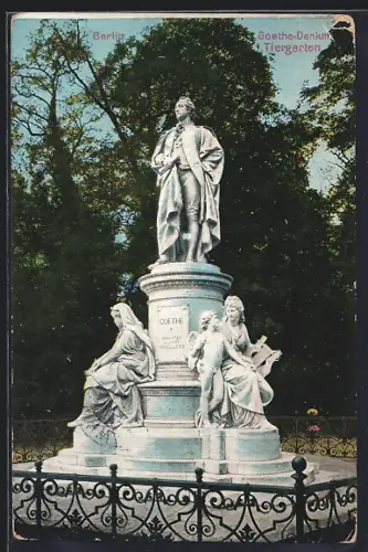 AK Berlin, Goethe-Denkmal im Tiergarten