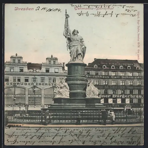 AK Dresden, Gasthaus Dresdner Bürgerbräu mit Germania-Denkmal