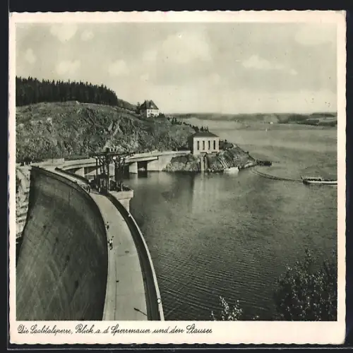 AK Saalburg / Saale, Saaletalsperre mit Sperrmauer und Stausee